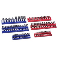 VEVOR Magnetic Socket Organizer Set, 6PCS Socket Holder, 1/4'', 3/8'' & 1/2'' Metric SAE Socket Trays with Clear Labels, Hold up to 143PCS Standard & 