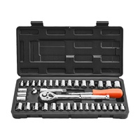 VEVOR Socket Set, 39 Pieces, 9.5 & 6.4 mm Drive Socket and Ratchet Set, SAE and Metric Size, Mechanic Tool Kit with Ratchet Wrench, Accessories, Stora