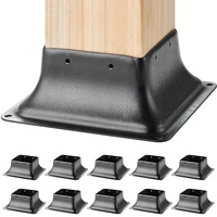VEVOR 101.6x101.6mm Post Base 10Pcs, Internal 91x91mm Heavy Duty Powder-Coated Steel Post Bracket Fit for Standard Wood Post Anchor, Decking Post Base