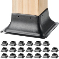 VEVOR 101.6x101.6mm Post Base 20Pcs, Internal 91x91mm Heavy Duty Powder-Coated Steel Post Bracket Fit for Standard Wood Post Anchor, Decking Post Base