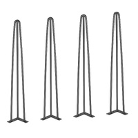 VEVOR Hairpin Table Legs 0.7M, Set of 4 Desk Legs 408.2KG Load Capacity, Hairpin Desk Legs 3 Rods for Desk Chairs Bench Dining End Table, Solid Carbon
