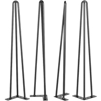 VEVOR Hairpin Table Legs 24 inch Black Set of 4 Desk Legs Each 220lbs Capacity Hairpin Desk Legs 3 Rods for Bench Desk Dining End Table Chairs Carbon 