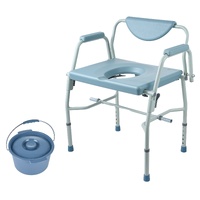 Commode Chair, Bedside Commode with Drop-Down Arms and Detachable Backrest, 5-Level Adjustable Height, 7L Removable Bucket, Easy to Assemble, 1000LBS 