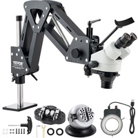 VEVOR Multi-Directional Microscope with Spring Bracket, 7X-45X Magnification Jewelry Microscope, Micro Jewelry Inlaid Stand with Integrated USB Ring L