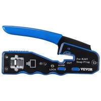 VEVOR RJ45 Crimp Tool Kit, Cat5e/Cat6/Cat6a Ethernet Crimper Crimp Pliers for 8-Pin Modular Plugs with 20pcs Pass-Through Connectors and Covers, Wire 