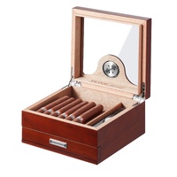 VEVOR Cigar Humidor, Glass Top Cigar Humidor Box, Handmade Spanish Cedar Wood Cigar Desktop Box, Cigar Storage Case with Humidifier, Hygrometer, Divid