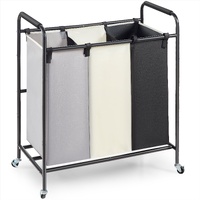 VEVOR 3-Section Laundry Basket, Heavy Duty Laundry Hamper Storage Organizer, Laundry Sorter Cart with Heavy Duty Lockable Wheels for Dirty Clothes in 