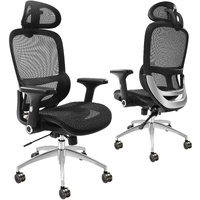 VEVOR Mesh Office Chair, Adjustable High Back Desk Chair with Mesh Seat, Angle and Height Adjustable Home Office Chair with Lumbar and Head Support, S