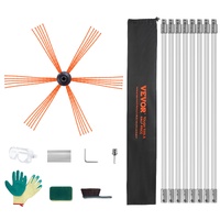 VEVOR 8 m Chimney Sweep Kit, w/ 8Reinforced Nylon Flexible Rods, Ergonomic Chimney Cleaning Brush, 360-Degree Brush Chimney Cleaner, Rich Accessories 
