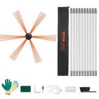 VEVOR 10 m Chimney Sweep Kit, w/ 10 Reinforced Nylon Flexible Rods, Ergonomic Chimney Cleaning Brush, 360-Degree Brush Chimney Cleaner, Rich Accessori