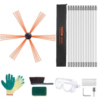 VEVOR 12 m Chimney Sweep Kit, w/ 12 Reinforced Nylon Flexible Rods, Ergonomic Chimney Cleaning Brush, 360-Degree Brush Chimney Cleaner, Rich Accessori