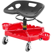VEVOR Rolling Garage Stool, 300LBS Capacity, Adjustable Height from 18 in to 23 in, 360-degree Swivel Wheels (4""), Large Tool Tray with Two Bottle Ho