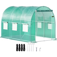 VEVOR Walk-in Tunnel Greenhouse, 3 x 2 x 2 m, Portable Plant Hot House with Galvanised Steel Frame, 1 Top Bar, Diagonal Poles, Zipper Door and 6 Roll-