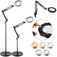 VEVOR Magnifying Floor Lamp, 5X Standing Magnifying Glass with Light, Height Adjustable Floor Magnifier with Light, Flexible Arm, 3-in-1 LED 5 Color M