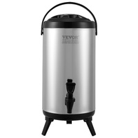 VEVOR Stainless Steel Insulated Beverage Dispenser, 9.2 Liter, Thermal Hot and Cold Drink Server Dispenser with Spigot Handle, Food-grade for Hot Tea 