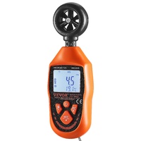 VEVOR Handheld Anemometer, -10℃ to 45℃, Digital Wind Speed Meter Gauge with LED Backlight Screen, Measures Wind Velocity Wind Temperature Air Flow Win