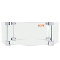 VEVOR Fire Pit Wind Guard, 26 x 26 x 6 Inch Glass Flame Guard, Round Glass Shield, 1/4-Inch Thick Fire Table, Clear Tempered Glass Flame Guard, Steady
