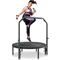 VEVOR Foldable Mini Trampoline, 40 Inch Fitness Rebounder, Max Load 330lbs Exercise Trampoline, Stable & Quiet Trampoline with 4 Level Height Adjustab