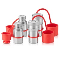 VEVOR 1/2" Flat Face Hydraulic Couplers 1/2" NPT Skid Steer Couplers 4 Dust Caps