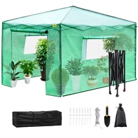 VEVOR 12\'x 8\'x 8\' Pop-Up Greenhouse, Set Up in Minutes, Portable Greenhouse with Doors & Windows. High Strength PE Cover & Powder-Coated Steel Cons