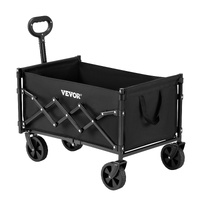 VEVOR Collapsible Wagon Carts, 120L & 225LBS Folding Wagons with All-Terrain Wheels, Heavy Duty Outdoor Utility Cart with Adjustable Handle, Portable 