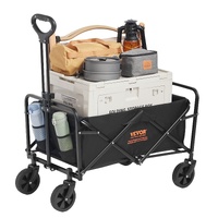 VEVOR Collapsible Folding Wagon, 2 cu.ft Grass Wagon Cart with All-Terrain 5in Wheels, Heavy Duty Folding Wagon Cart 220 lbs Weight Capacity with Drin