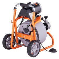 VEVOR Drain Cleaner Machine 100FT x 3/8 Inch, Auto Feed Sewer Snake Drain Auger on Wheels, Portable Drain Cleaning Machine with 8 Cutters & Air-activa