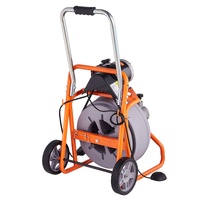 VEVOR Drain Cleaner Machine 100FT x 1/2 Inch, Auto Feed Sewer Snake Drain Auger on Wheels, Portable Drain Cleaning Machine with 8 Cutters & Air-activa