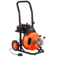 VEVOR Drain Cleaner Machine 75FT x 3/8Inch, Auto Feed Sewer Snake Auger with 4 Cutter & Air-activated Foot Switch for 2" to 4" Pipes