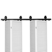 VEVOR Bi-Folding Sliding Barn Door Hardware Track Kit, 52" Top Mount Track Kit, Slide Smoothly & Quietly, Heavy Duty, Easy to Install, Suitable for Fo