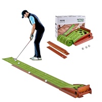 VEVOR Golf Putting Mat, 5 Hole Indoor Golf Putting Green, Wrinkle-Free Golf Training Aid, Mini Golf Set  with Auto-Ball Return, Alignment Guide, 3 Bal