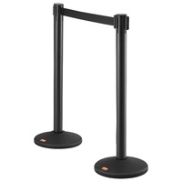 VEVOR Crowd Control Stanchions, 2-Pack Crowd Control Barriers with 6.5FT Black Retractable Belt, Plastic Stanchion Queue Post, Belt Barriers Line Divi