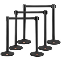 VEVOR Crowd Control Stanchions, 6-Pack Crowd Control Barriers with 3PCS 6.5FT Black Retractable Belts, Plastic Stanchion Queue Post, Belt Barriers Lin