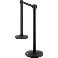 VEVOR Crowd Control Stanchions, 2-Pack Crowd Control Barriers, Carbon Steel Baking Painted Stanchion Queue Post with 11FT Black Retractable Belt, Belt