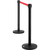 VEVOR Crowd Control Stanchions, 2-Pack Crowd Control Barriers, Carbon Steel Baking Painted Stanchion Queue Post with 11FT Red Retractable Belt, Belt B