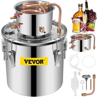 VEVOR Moonshine Still 5 Gal 21L Stainless Steel Water Alcohol Distiller Copper Tube Home Brewing Kit Build-in Thermometer for DIY Whisky Wine Brandy, 