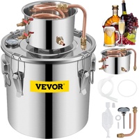 VEVOR Moonshine Still 9.6Gal 38L Stainless Steel Water Alcohol Distiller Copper Tube Home Brewing Kit Build-in Thermometer for DIY Whisky Wine Brandy,