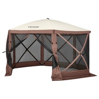 VEVOR Pop Up Gazebo Tent, Pop-Up Screen Tent 6 Sided Canopy Sun Shelter with 6 Removable Privacy Wind Cloths & Mesh Windows, 11.5x11.5FT Quick Set Scr
