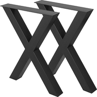 VEVOR Set of 2 Steel Table Legs, 16'Height 15'Wide Dining Table Legs, Heavy Duty 3.1" Square Box Section X Frame Table Legs, 16x15x3.1 Inch Black Colo