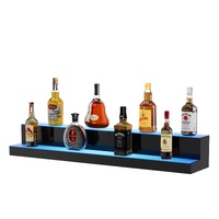 VEVOR LED Lighted Liquor Bottle Display, 2 Tiers 40 Inch Commercial Illuminated Home Bar Shelf, 2 Steps Whiskey Rack Stand, Acrylic Drink Shelves with