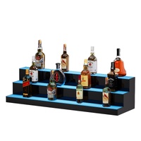 VEVOR LED Lighted Liquor Bottle Display, 3 Tiers 40 Inch Commercial Illuminated Home Bar Shelf, 3 Steps Whiskey Rack Stand, Acrylic Drink Shelves with