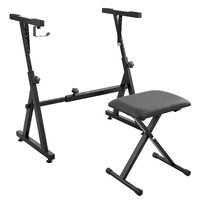 VEVOR Piano Keyboard Stand and Bench Set, Z Style, Heavy-Duty Digital Piano Music Stand and Seat, 250 lbs Capacity with Adjustable Piano Bench Width H