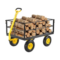 VEVOR 1400 Lbs Steel Garden Cart, Heavy Duty Pullable Garden Wagon Yard Cart, 2 in 1 Outdoor Metal Utility Wagon Yard Trailer with 13" All Terrain Tir