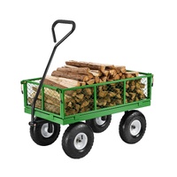 VEVOR 680 Lbs Steel Garden Cart on Wheels, Heavy Duty Garden Wagon Cart Pullable, Metal Outdoor Utility Yard Wagon Carts with 10" Tires, Mesh Removabl