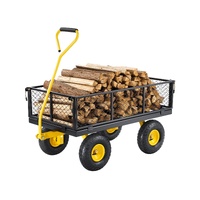 VEVOR 900 Lbs Heavy Duty Steel Garden Cart, Garden Wagon Cart on Wheels, Outdoor Metal Yard Utility Wagon Carts with 10" Tires and Mesh Removable Side