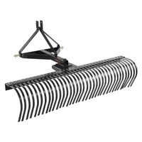VEVOR Tow Behind Dethatcher, 1.8m Tow Dethatcher with 36 Steel Tines, 3-Point Lawn Dethatcher Rake with Attachments for Tractor, Landscape Rake for Ga