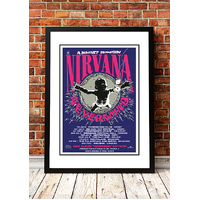 Nirvana 'Nevermind' Australian Tour Poster 1992 - Framed A1
