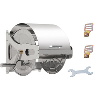 Large Stainless Steel Garden Hose Reel Cart Portable Pipe Holder With Rainproof Sunscreen Protection Lid and Crank Handle