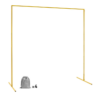 Golden Square Wedding Arch Adjustable 1M-2M Flower Rack Backdrop Stand Balloon Arch Stand for Wedding Birthday Party Garden Ceremony Decoration