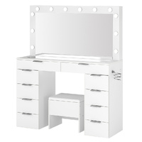 Levede Dressing Table LED Makeup Mirror Stool Set Vanity Desk Cabinet 10 Drawers